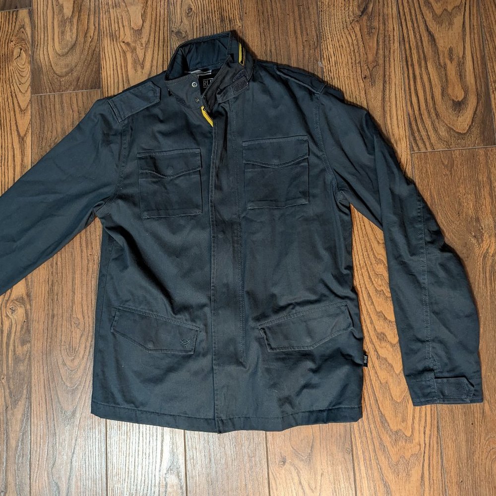 RUDE JACKET SIZE MEDIUM HOODED - GREAT CONDITION MILITARY STYLE - BOMBER - GRAY